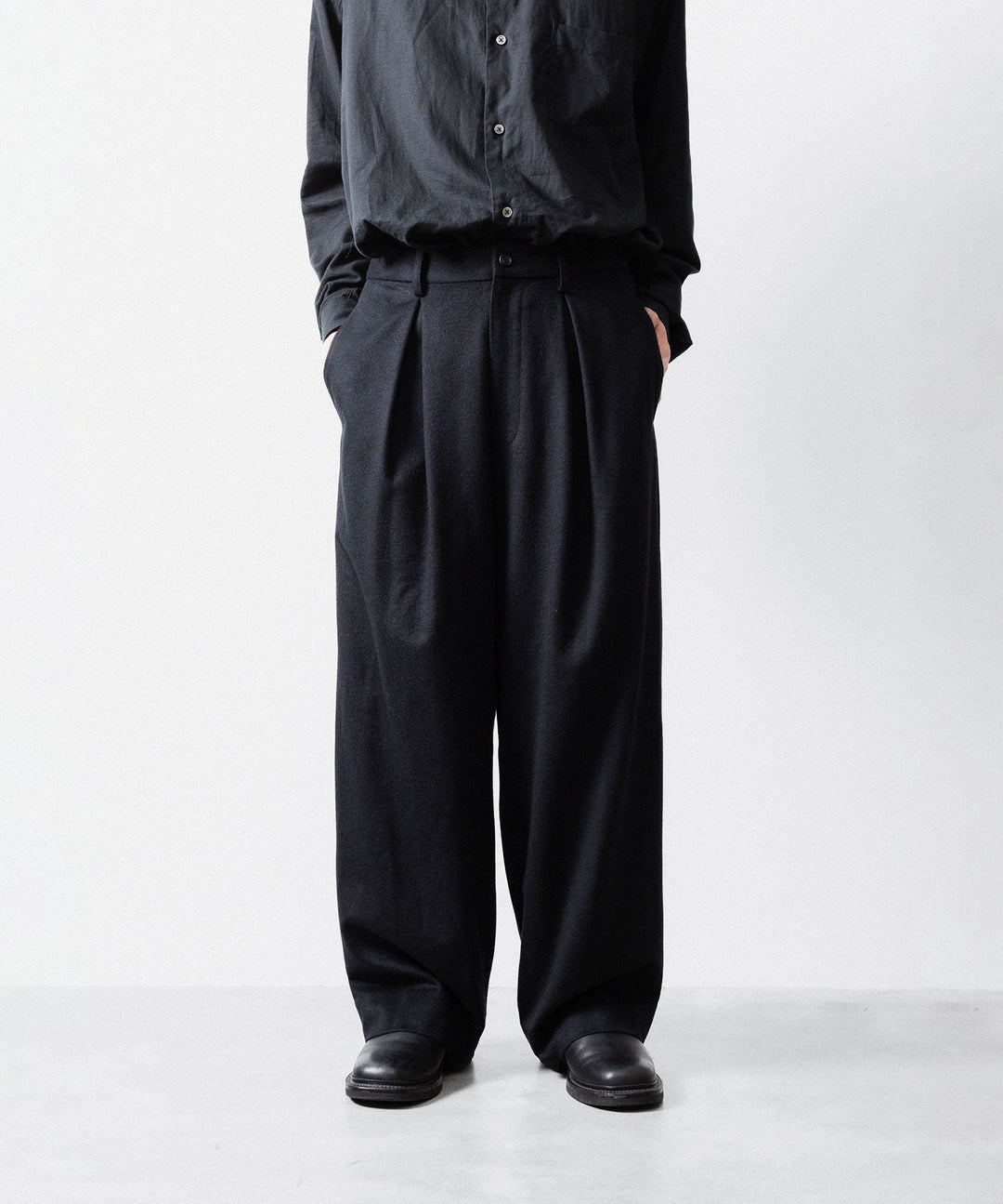 ssstein(シュタイン)のW/CA BEAVER EASY WIDE TROUSERS - BLACKの公式通販サイトsession福岡セレクトショップ