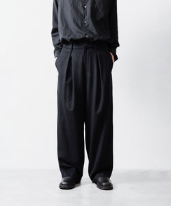 ssstein / シュタイン】W/CA BEAVER EASY WIDE TROUSERS - BLACK