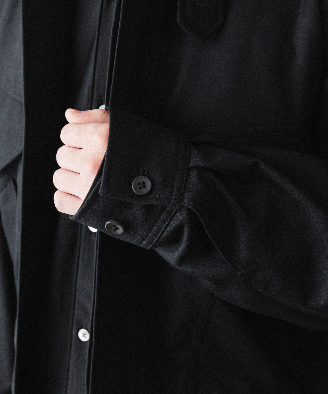 【ANTHEM A】WOOL CASHMERE POPLIN MELTON POCKET BLOUSON - BLACK