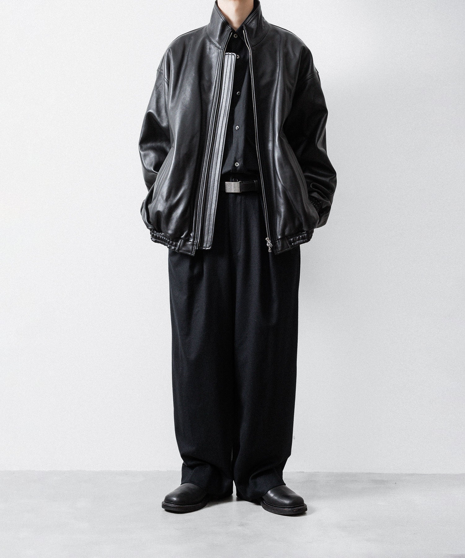 ssstein / シュタイン】W/CA BEAVER EASY WIDE TROUSERS - BLACK
