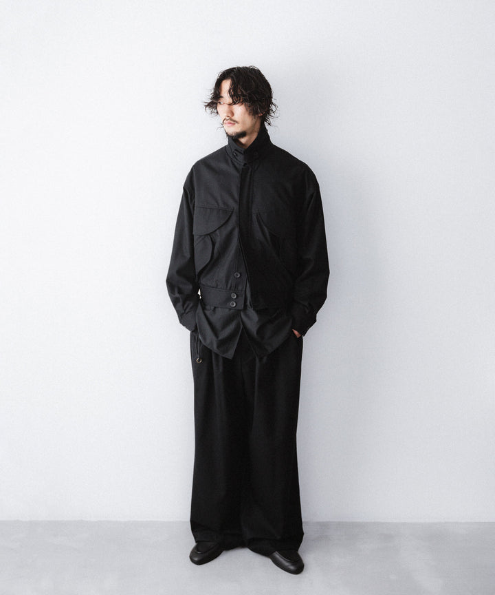 【ANTHEM A】WOOL CASHMERE POPLIN MELTON POCKET BLOUSON - BLACK