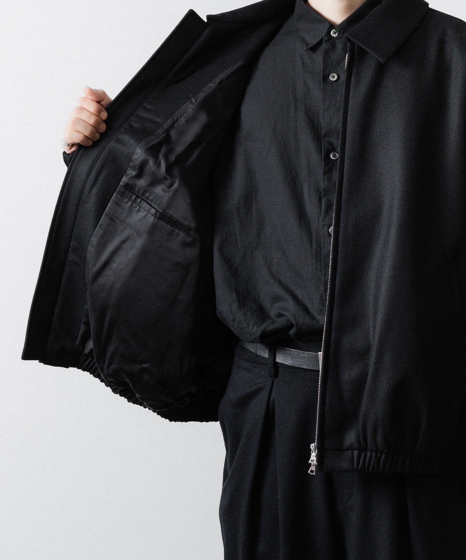 ssstein / シュタイン】MELTON OVERSIZED ZIP JACKET - BLACK | 公式