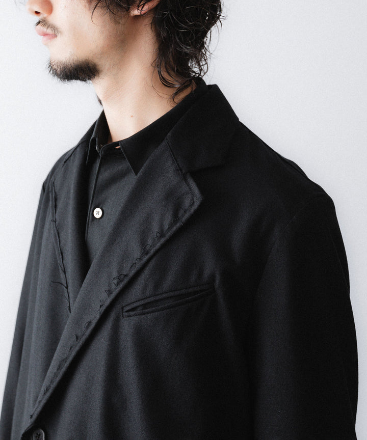 【ANTHEM A】WOOL CASHMERE POPLIN MELTON JACKET - BLACK
