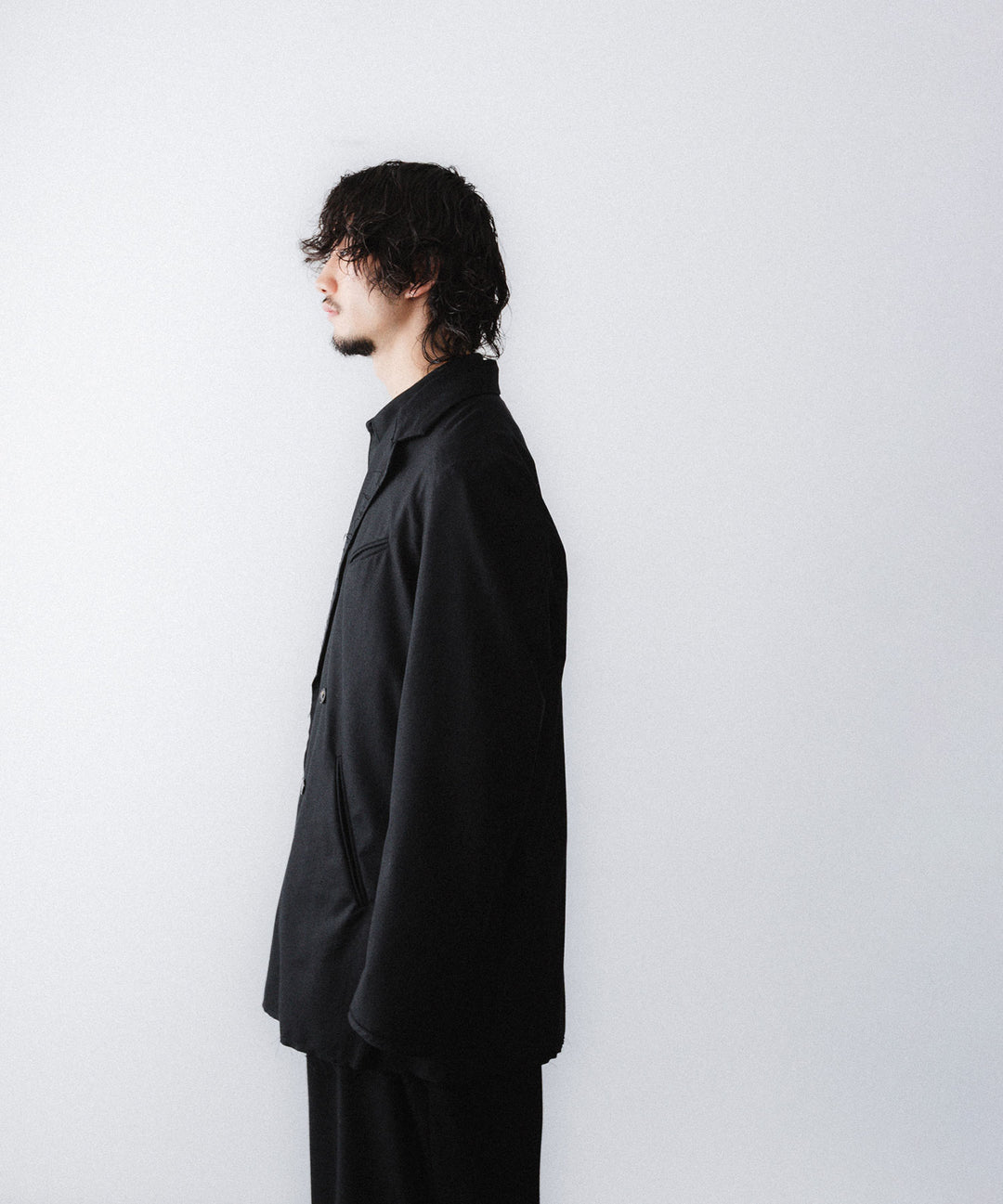 【ANTHEM A】WOOL CASHMERE POPLIN MELTON JACKET - BLACK