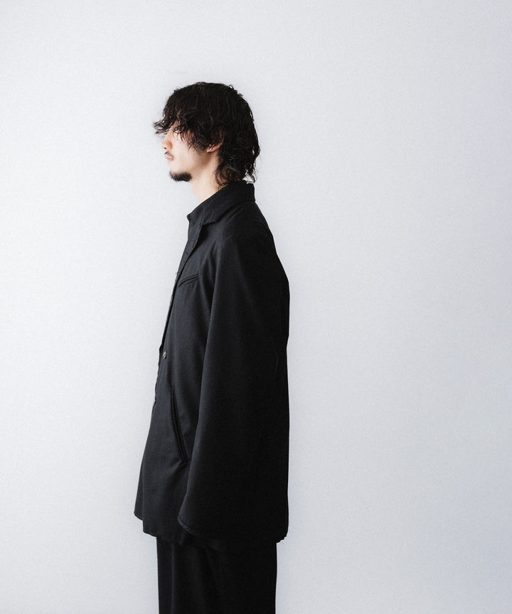 【ANTHEM A】WOOL CASHMERE POPLIN MELTON JACKET - BLACK