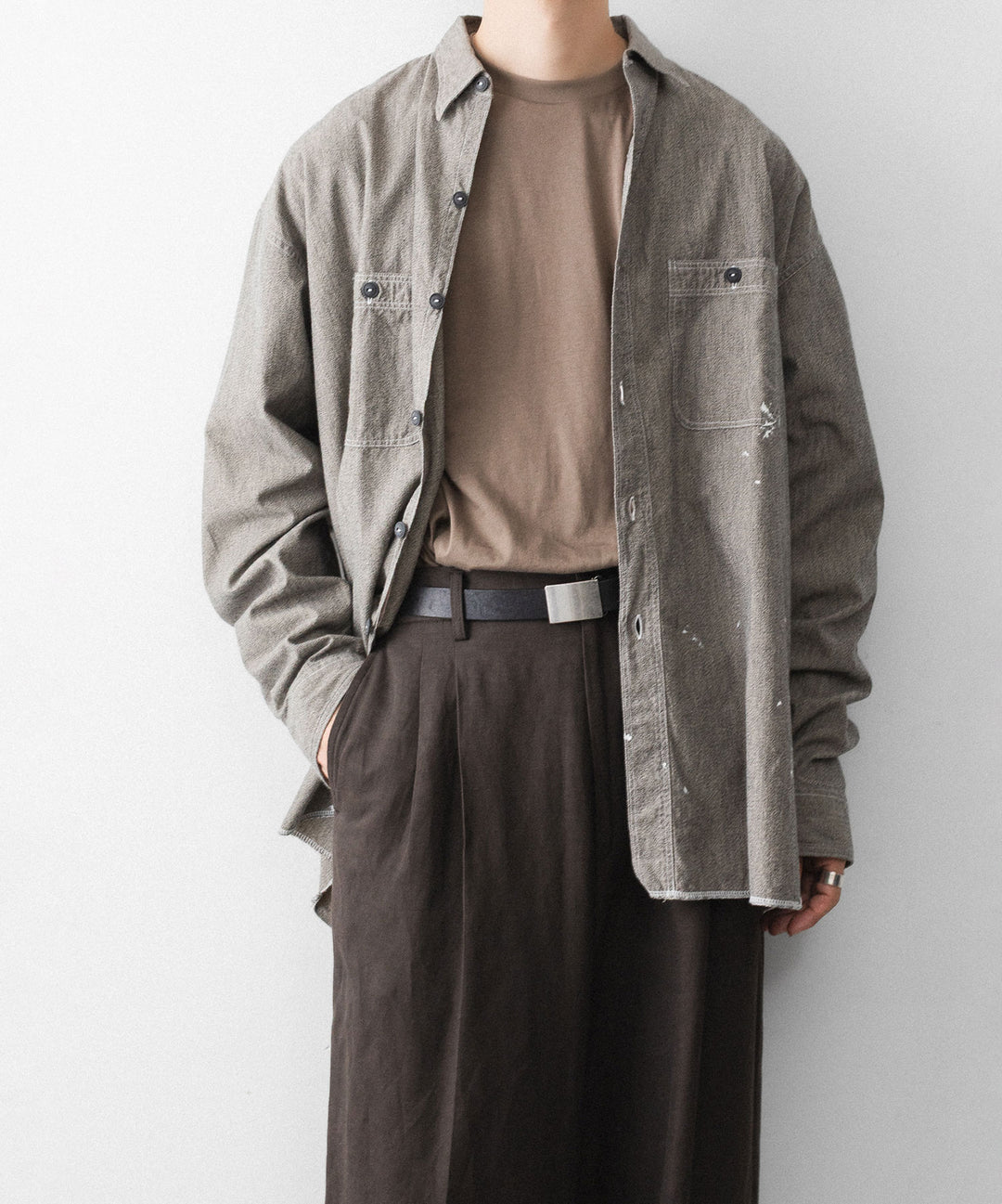 INTÉRIM - インテリムのMILK PAINT VINTAGE WASH BLACK SHUTTLE CHAMBRAY HYPER BIG US NAVY WORK SHIRT TYPE2のGRAY公式通販サイトsession福岡セレクトショップ