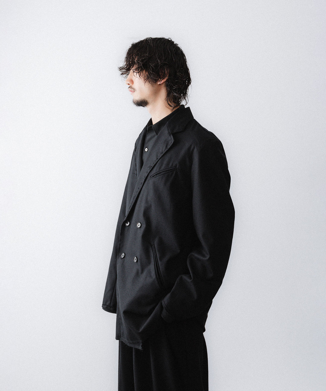 【ANTHEM A】WOOL CASHMERE POPLIN MELTON JACKET - BLACK