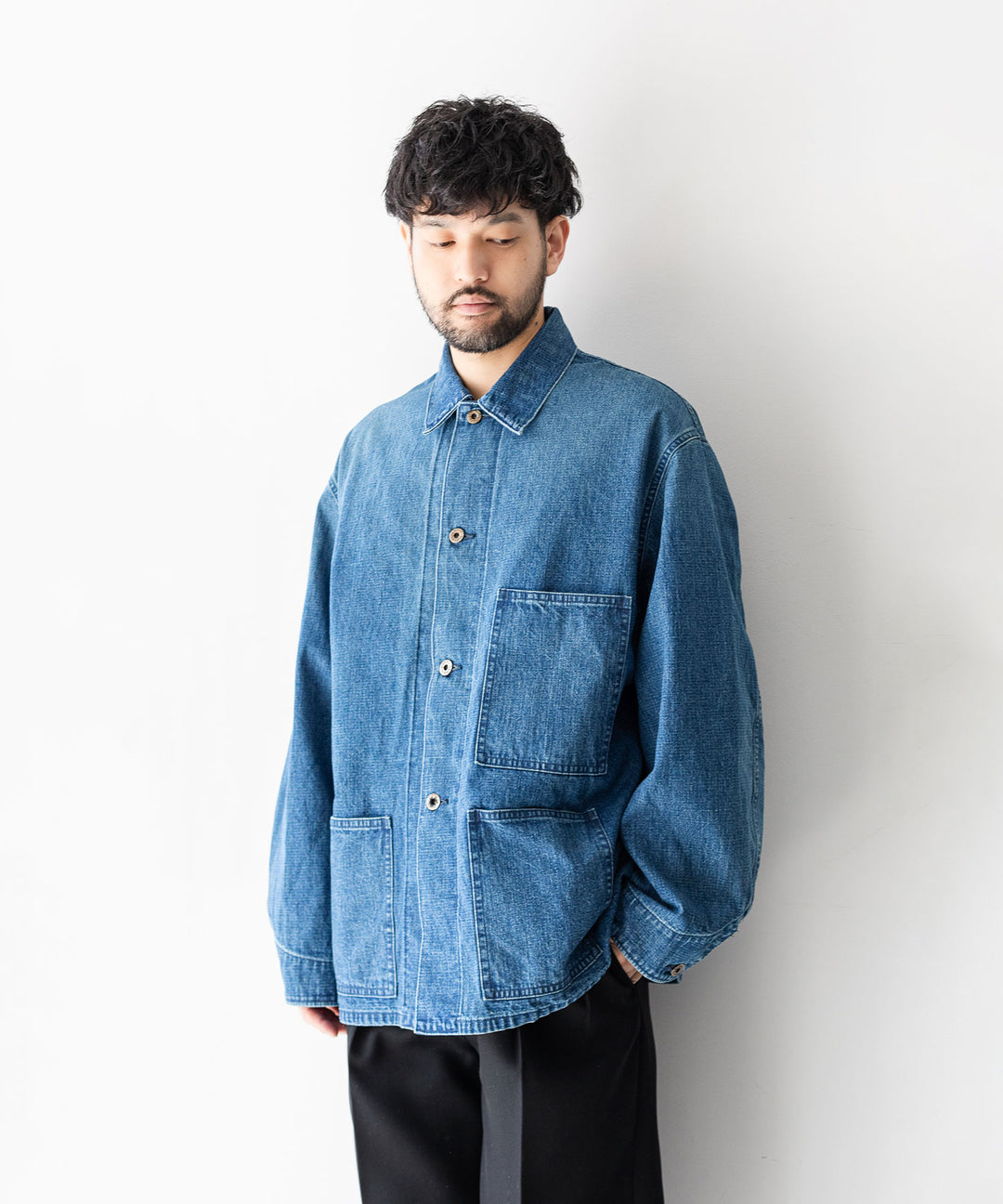 【INTÉRIM】USED,30s USMC UTILITY DUNGAREE JACKET - U.NAVY
