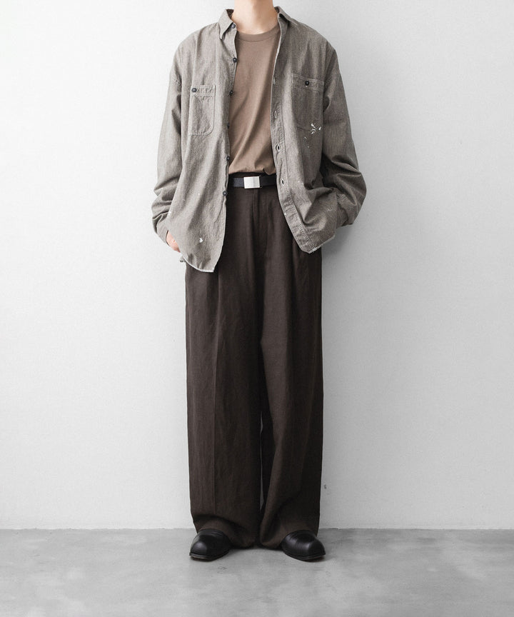 INTÉRIM - インテリムのMILK PAINT VINTAGE WASH BLACK SHUTTLE CHAMBRAY HYPER BIG US NAVY WORK SHIRT TYPE2のGRAY公式通販サイトsession福岡セレクトショップ