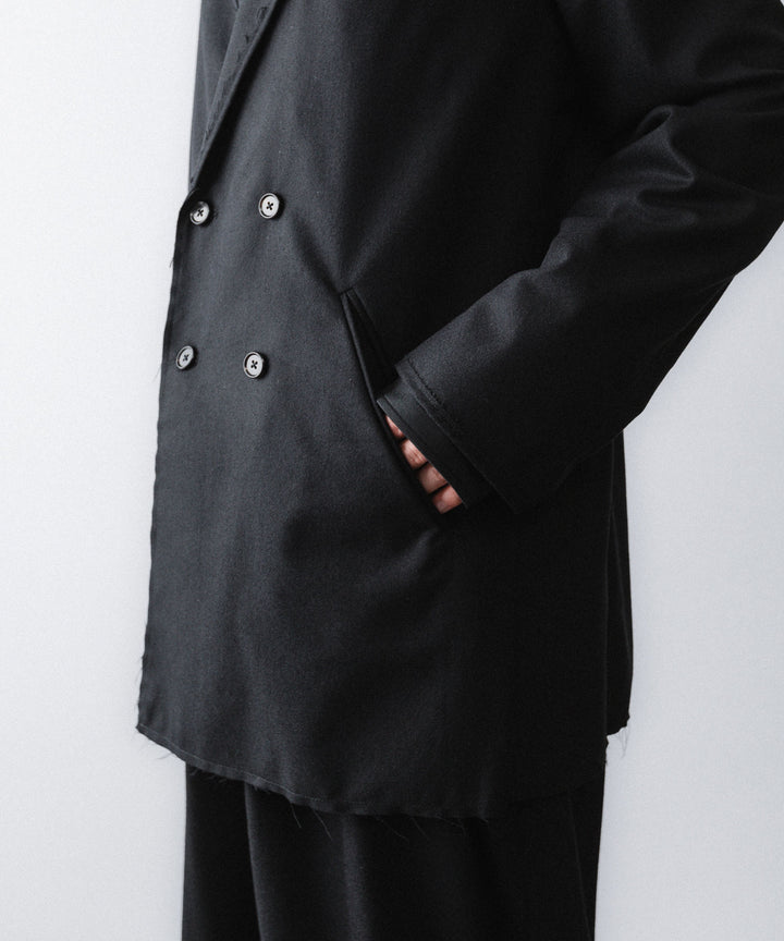 【ANTHEM A】WOOL CASHMERE POPLIN MELTON JACKET - BLACK