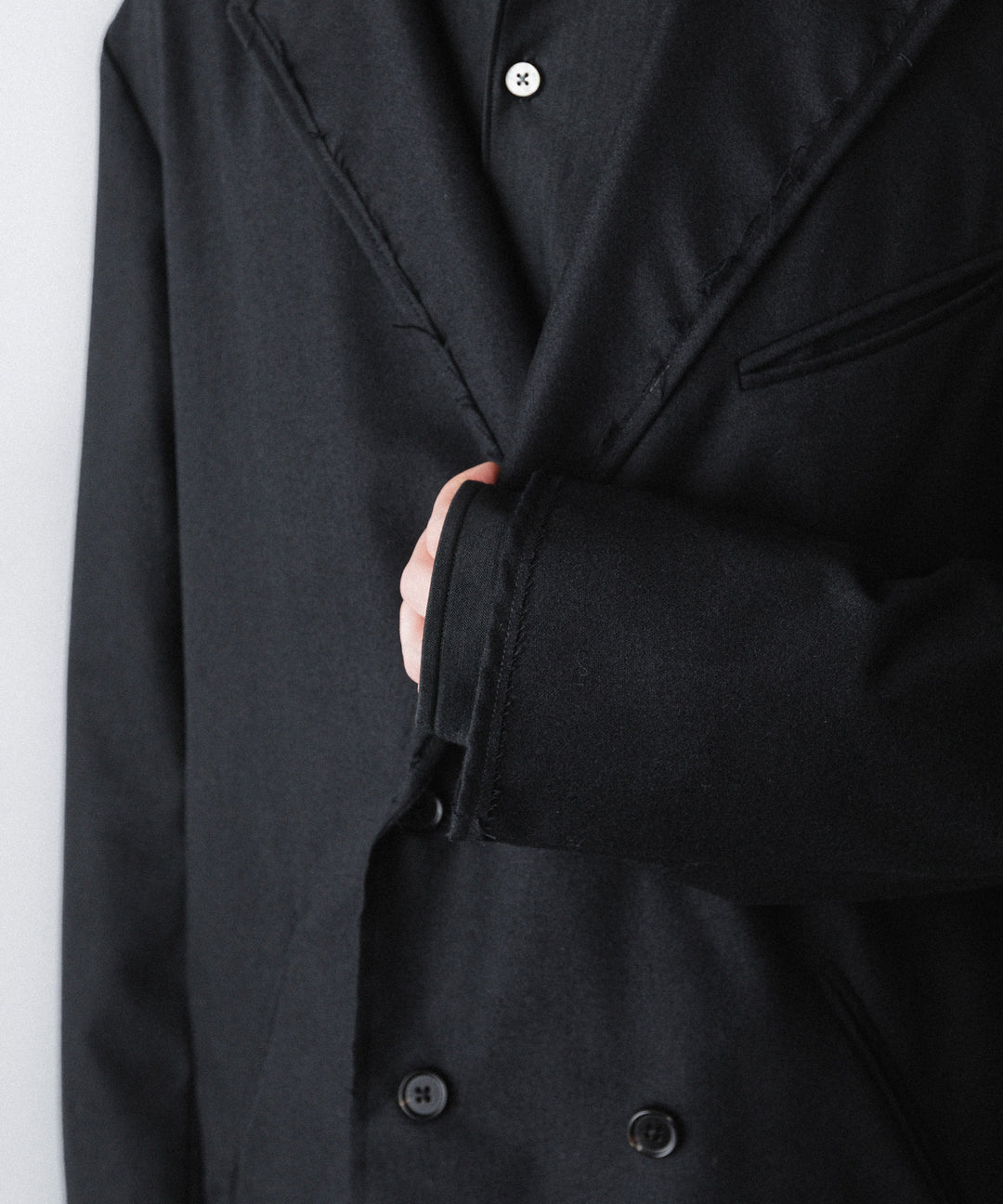 【ANTHEM A】WOOL CASHMERE POPLIN MELTON JACKET - BLACK