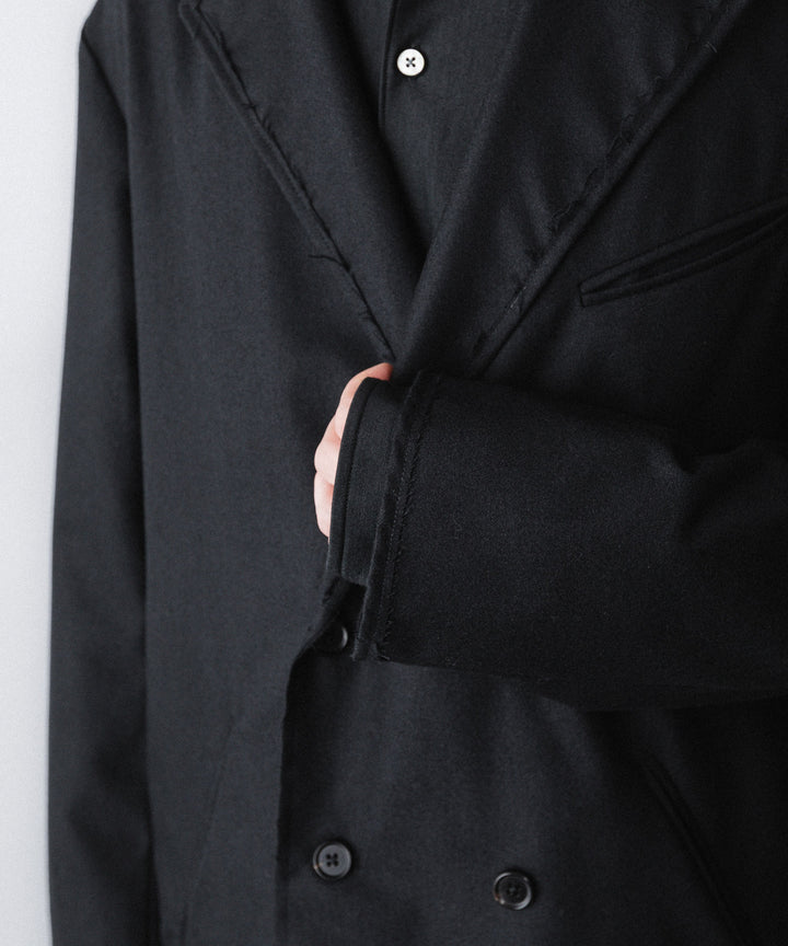 【ANTHEM A】WOOL CASHMERE POPLIN MELTON JACKET - BLACK