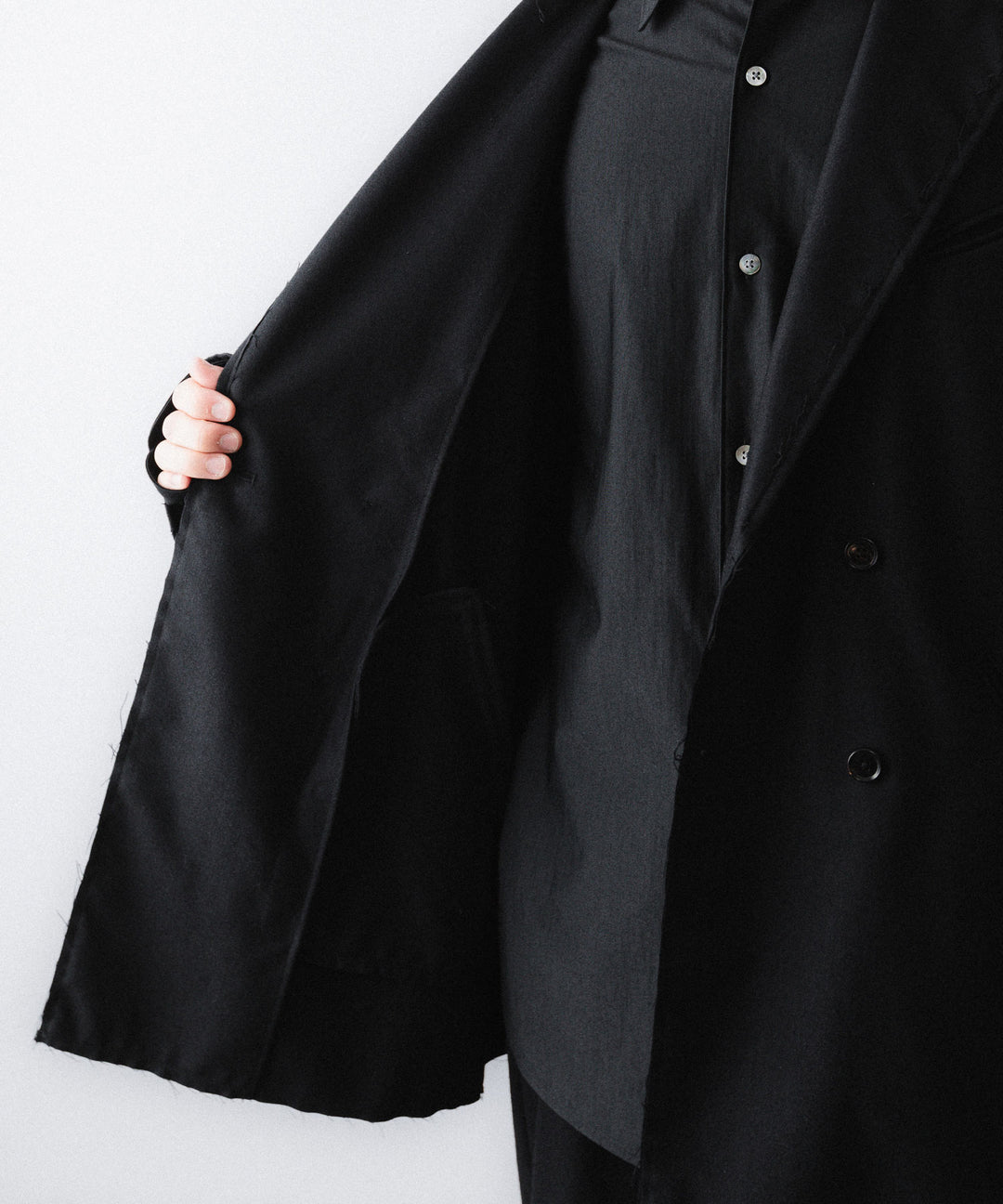 【ANTHEM A】WOOL CASHMERE POPLIN MELTON JACKET - BLACK