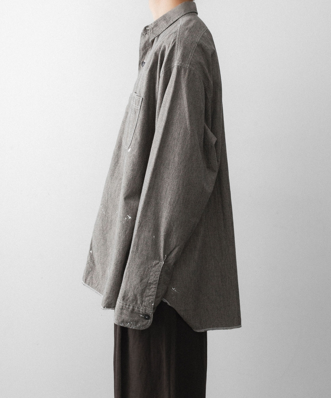 INTÉRIM - インテリムのMILK PAINT VINTAGE WASH BLACK SHUTTLE CHAMBRAY HYPER BIG US NAVY WORK SHIRT TYPE2のGRAY公式通販サイトsession福岡セレクトショップ