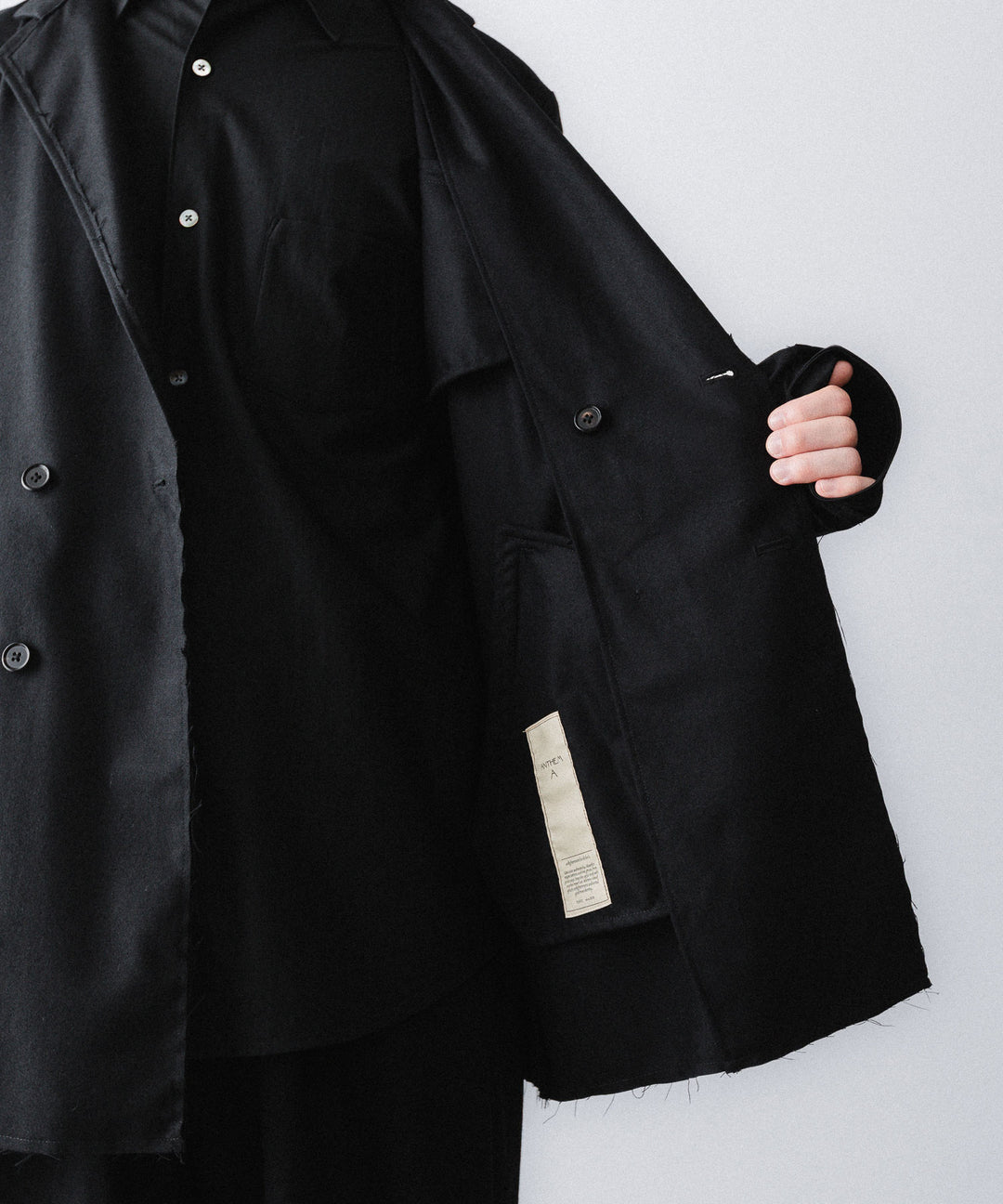 【ANTHEM A】WOOL CASHMERE POPLIN MELTON JACKET - BLACK