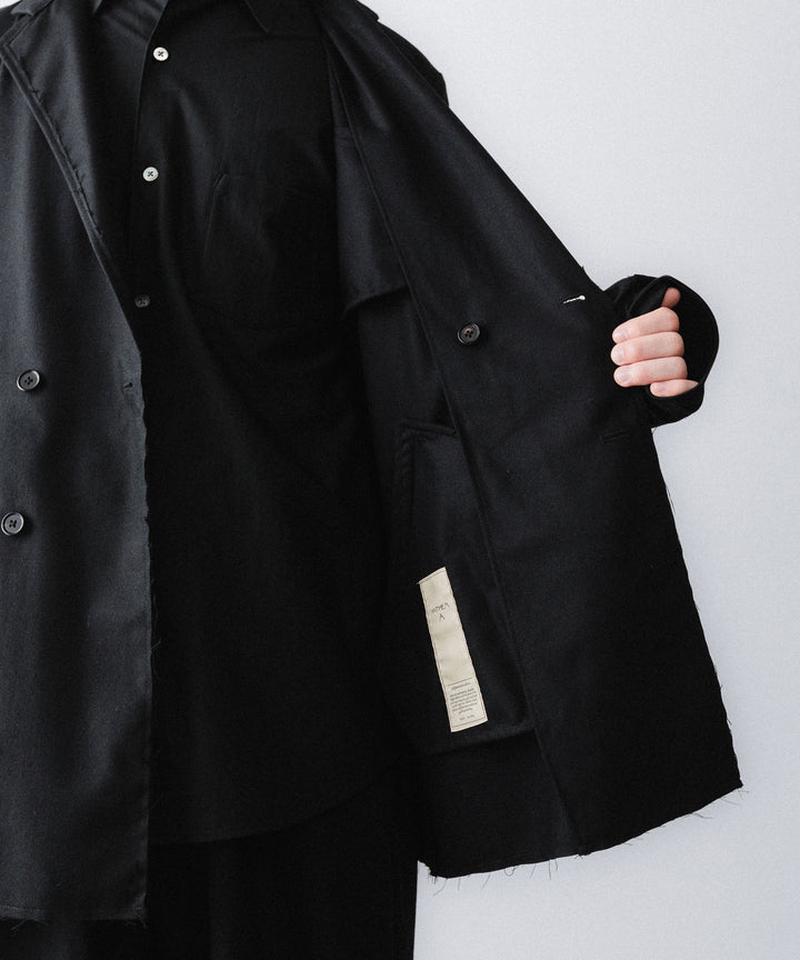 【ANTHEM A】WOOL CASHMERE POPLIN MELTON JACKET - BLACK
