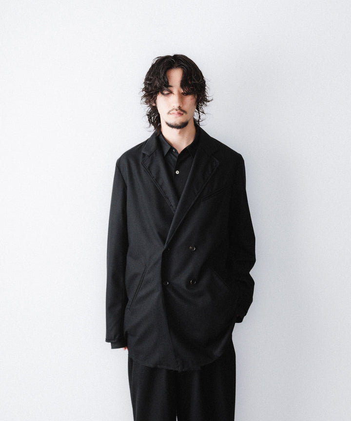 【ANTHEM A】WOOL CASHMERE POPLIN MELTON JACKET - BLACK