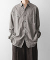 【INTÉRIM】MILK PAINT VINTAGE WASH BLACK SHUTTLE CHAMBRAY HYPER BIG US NAVY WORK SHIRT TYPE2 - GRAY