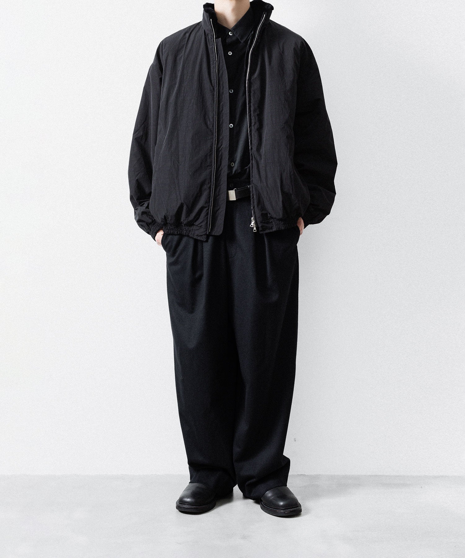 ssstein / シュタイン】W/CA BEAVER EASY WIDE TROUSERS - BLACK