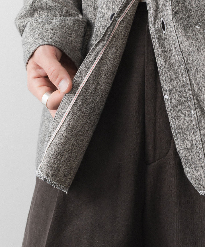 INTÉRIM - インテリムのMILK PAINT VINTAGE WASH BLACK SHUTTLE CHAMBRAY HYPER BIG US NAVY WORK SHIRT TYPE2のGRAY公式通販サイトsession福岡セレクトショップ