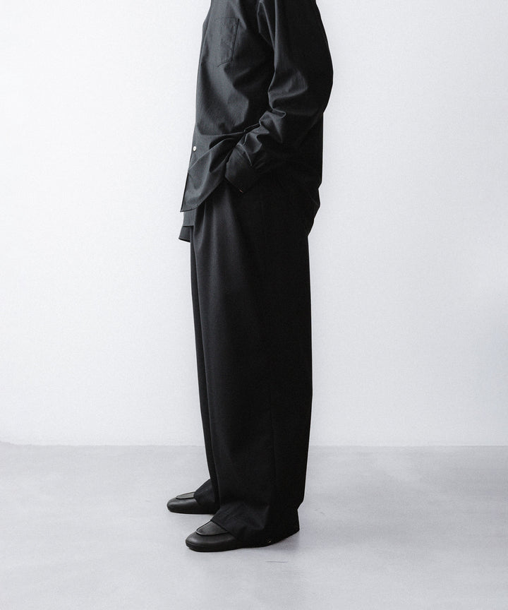 【ANTHEM A】WOOL CASHMERE POPLIN MELTON NO-BRAINER PANTS - BLACK