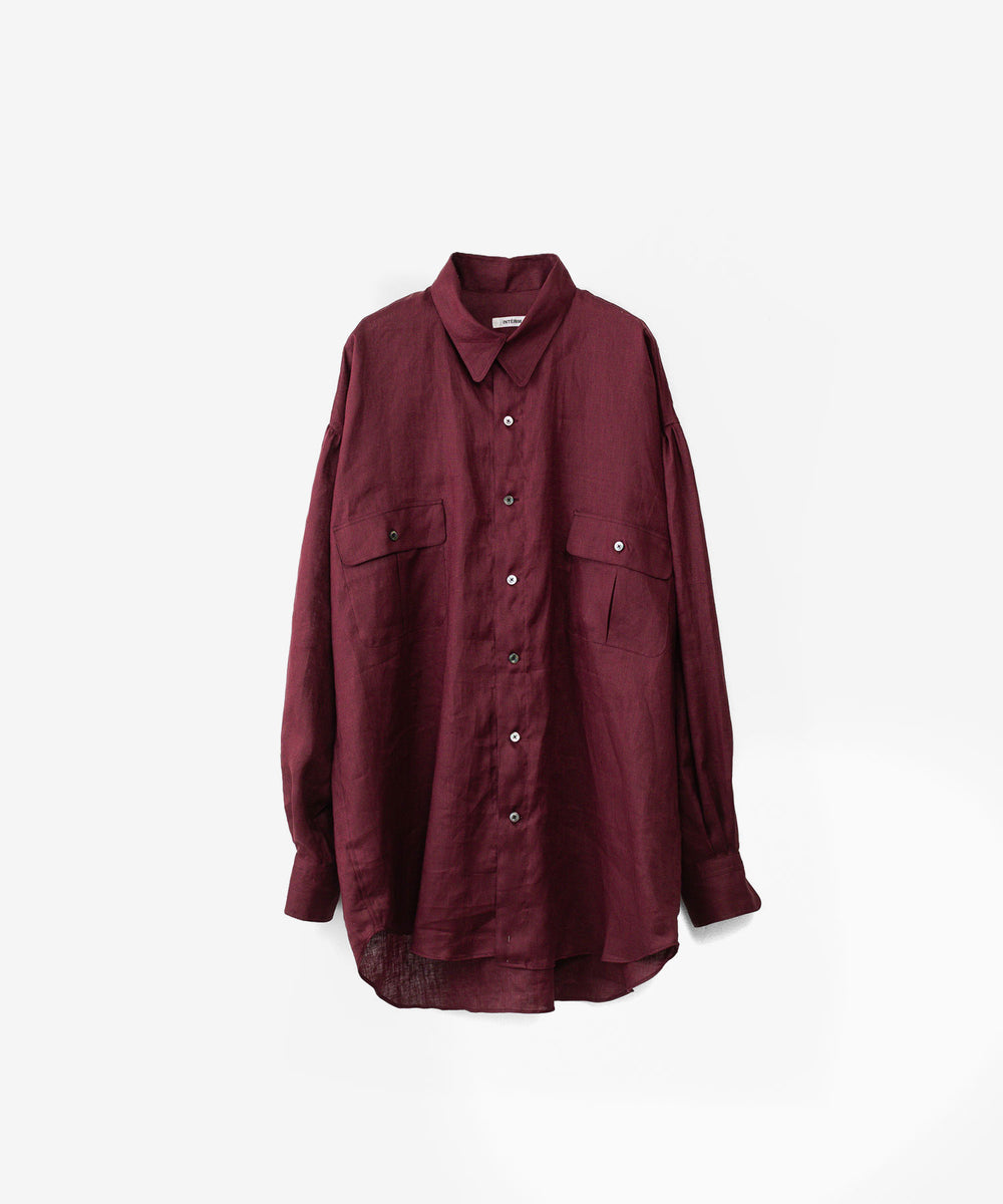 INTÉRIM インテリムのHIGH COUNT LINEN CLOTH HYPER BIG GATHER SHIRTのBURGUNDY 公式通販サイトsession福岡セレクトショップ