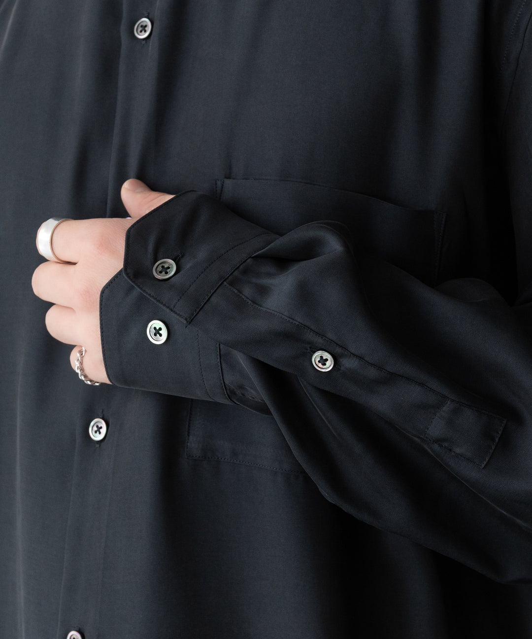 ssstein(シュタイン)のCUPRO TWILL OVERSIZED LS SHIRT - BLACKの公式通販サイトsession福岡セレクトショップ