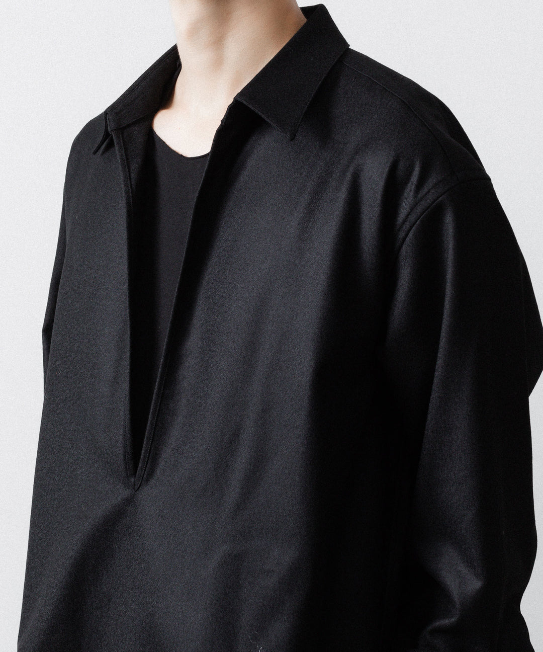 ssstein(シュタイン)のWOOL FLANNEL OVERSIZED SKIPPER SHIRT - BLACKの公式通販サイトsession福岡セレクトショップ