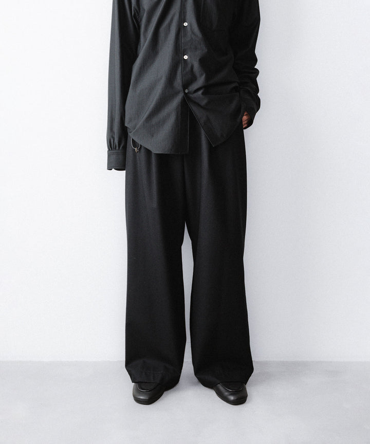 【ANTHEM A】WOOL CASHMERE POPLIN MELTON NO-BRAINER PANTS - BLACK