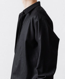 ssstein / シュタイン】WOOL FLANNEL OVERSIZED SKIPPER SHIRT - BLACK