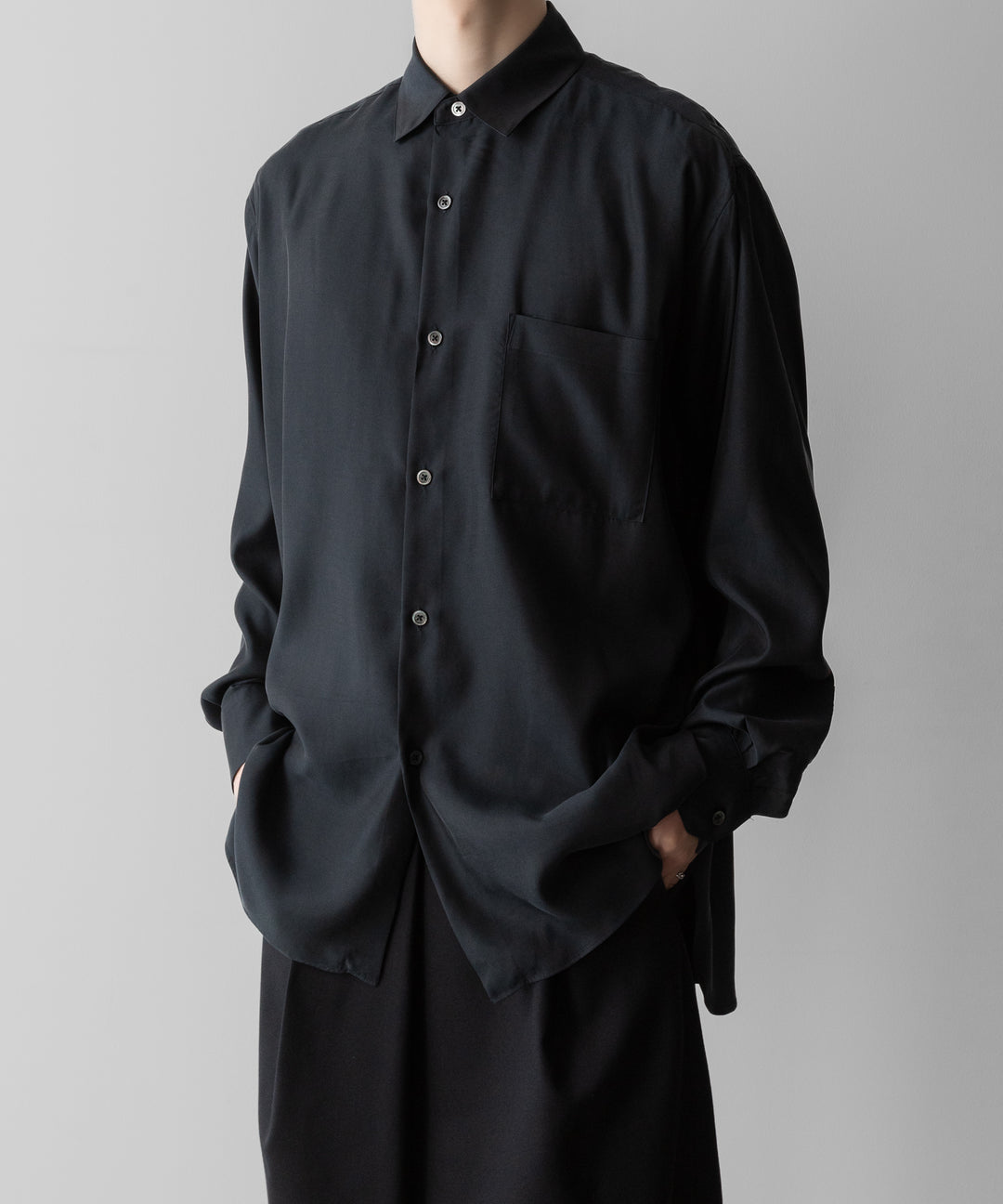 ssstein(シュタイン)のCUPRO TWILL OVERSIZED LS SHIRT - BLACKの公式通販サイトsession福岡セレクトショップ
