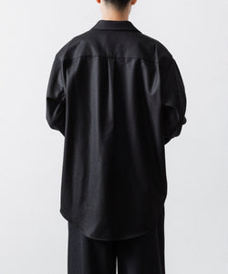 ssstein / シュタイン】WOOL FLANNEL OVERSIZED SKIPPER SHIRT - BLACK