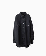 画像をギャラリービューアに読み込む, INTÉRIM インテリムのHIGH COUNT LINEN CLOTH HYPER BIG GATHER SHIRTのBLACK 公式通販サイトsession福岡セレクトショップ
