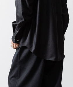 ssstein / シュタイン】WOOL FLANNEL OVERSIZED SKIPPER SHIRT - BLACK