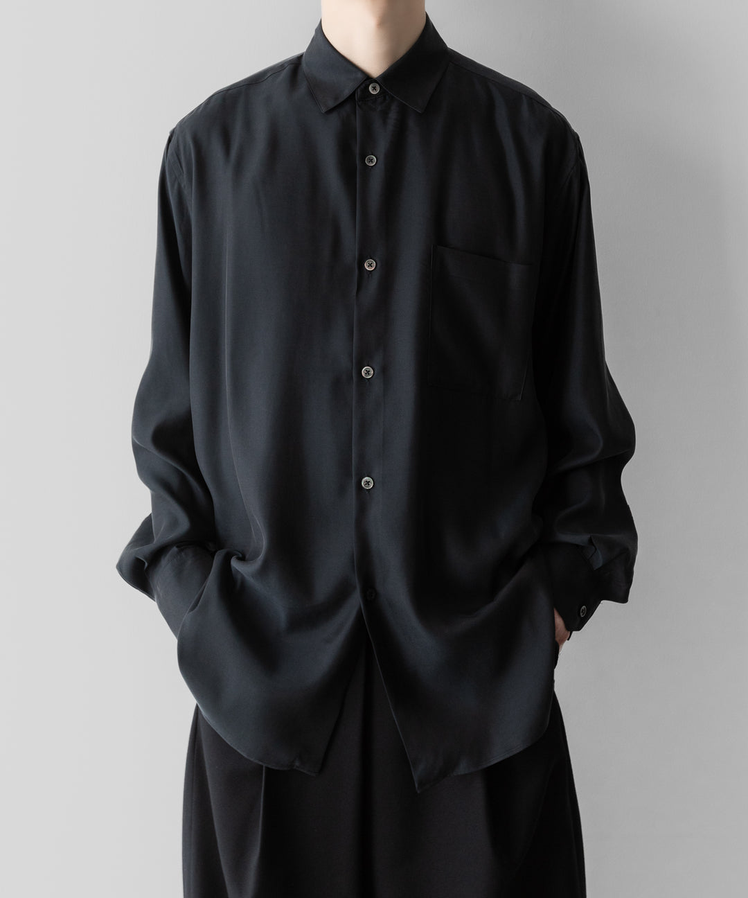 ssstein(シュタイン)のCUPRO TWILL OVERSIZED LS SHIRT - BLACKの公式通販サイトsession福岡セレクトショップ