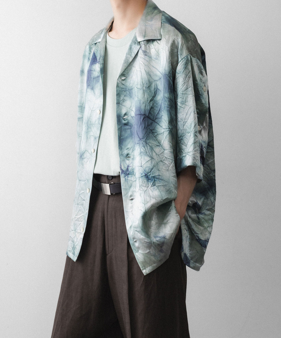 UJOH - ウジョーのSLIT SLEEVE OPEN COLLAR SHIRTのLIGHT GRAY公式通販サイトsession福岡セレクトショップ