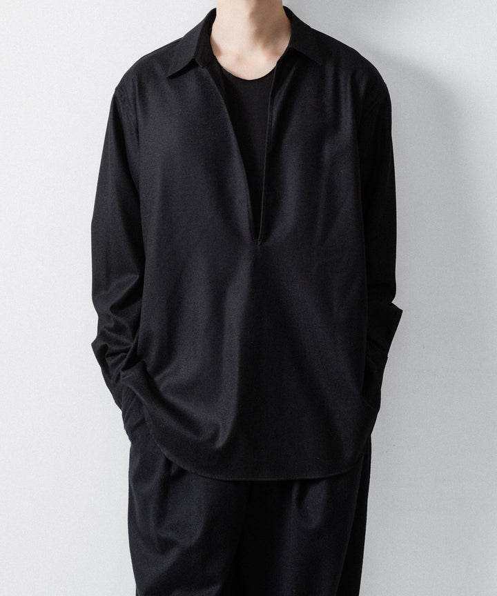ssstein(シュタイン)のWOOL FLANNEL OVERSIZED SKIPPER SHIRT - BLACKの公式通販サイトsession福岡セレクトショップ