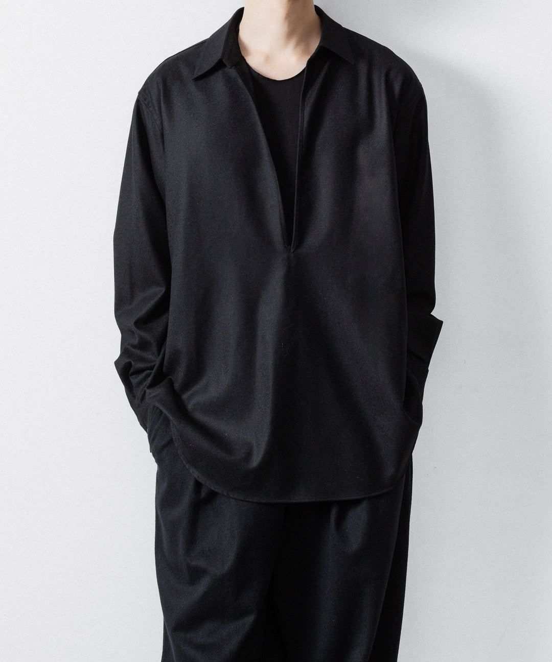 ssstein(シュタイン)のWOOL FLANNEL OVERSIZED SKIPPER SHIRT - BLACKの公式通販サイトsession福岡セレクトショップ