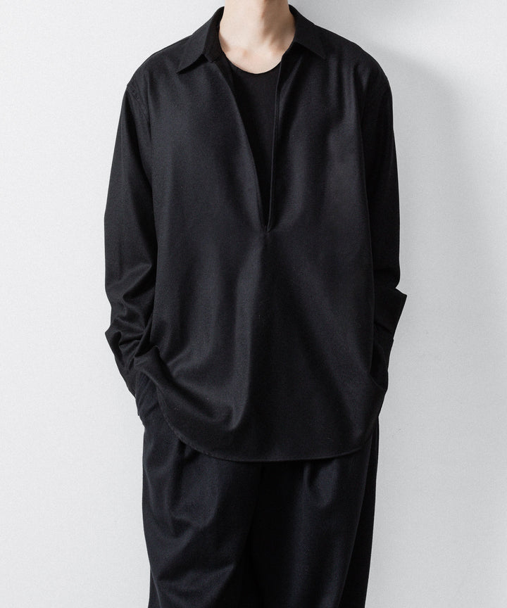 ssstein(シュタイン)のWOOL FLANNEL OVERSIZED SKIPPER SHIRT - BLACKの公式通販サイトsession福岡セレクトショップ