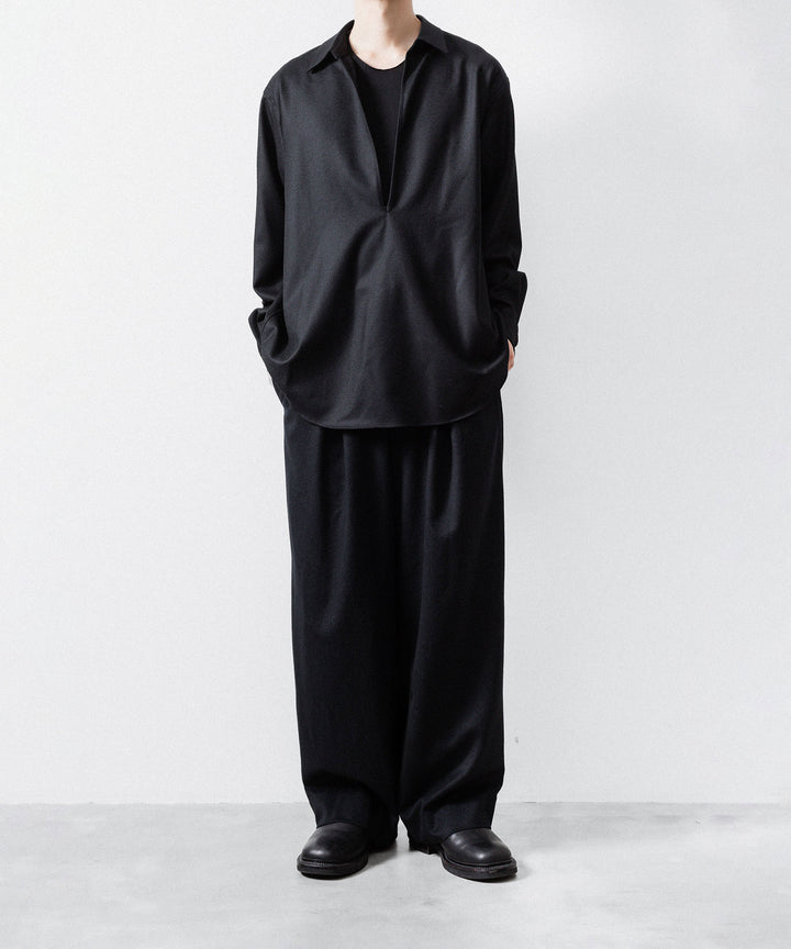 ssstein(シュタイン)のWOOL FLANNEL OVERSIZED SKIPPER SHIRT - BLACKの公式通販サイトsession福岡セレクトショップ