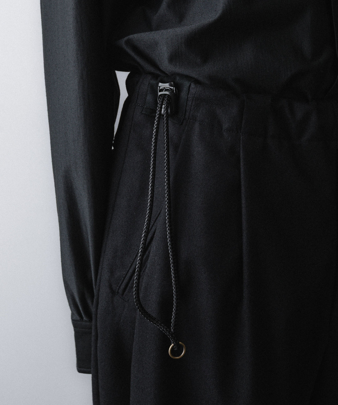 【ANTHEM A】WOOL CASHMERE POPLIN MELTON NO-BRAINER PANTS - BLACK