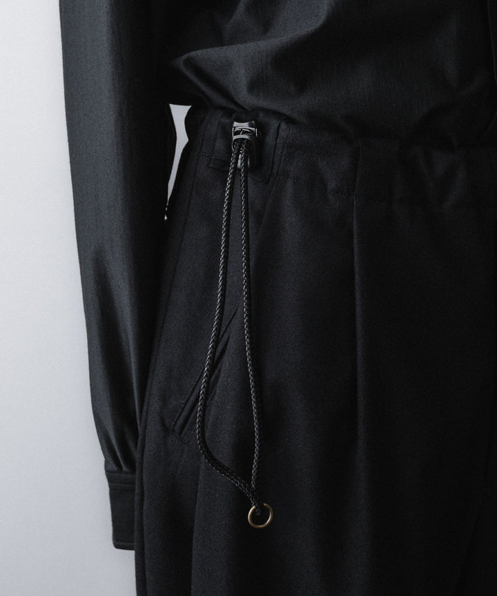 【ANTHEM A】WOOL CASHMERE POPLIN MELTON NO-BRAINER PANTS - BLACK