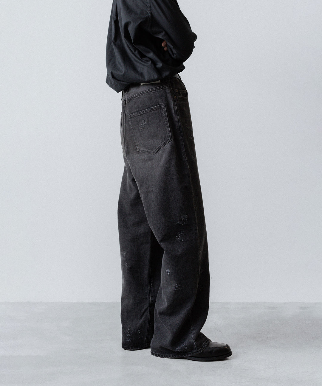 【ssstein】BAGGY DENIM JEANS - BLACK