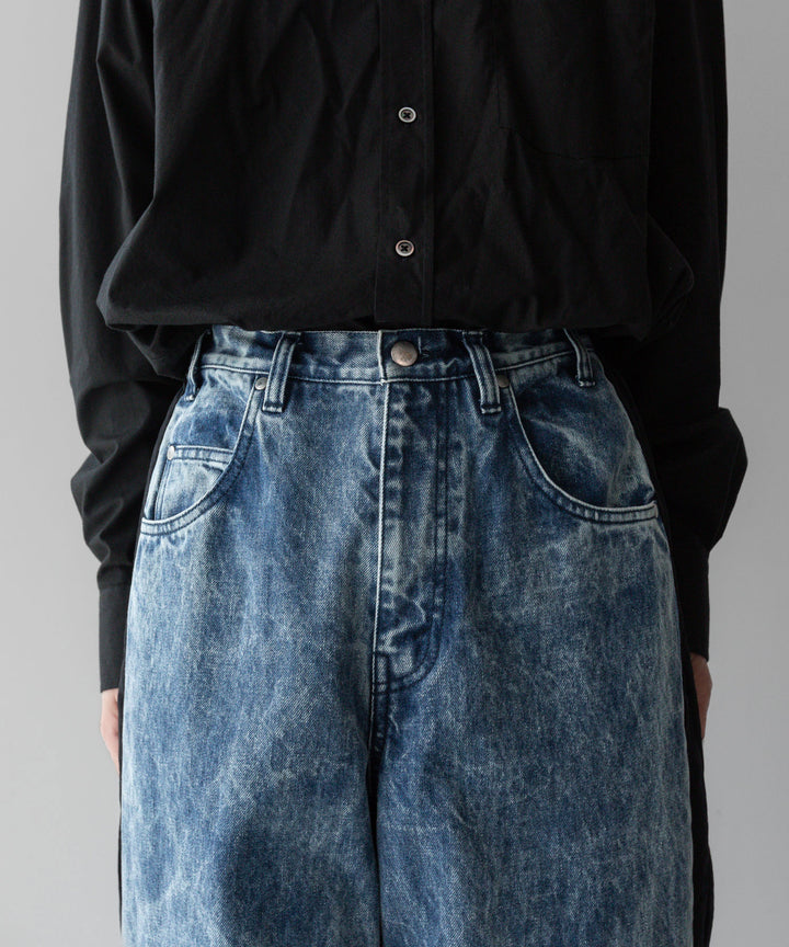 stein(シュタイン)の24SSコレクションNYLON COMBINATION CHEMICAL BLEACHED DENIM JEANSのINDIGO