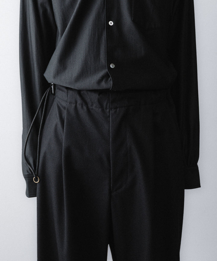 【ANTHEM A】WOOL CASHMERE POPLIN MELTON NO-BRAINER PANTS - BLACK