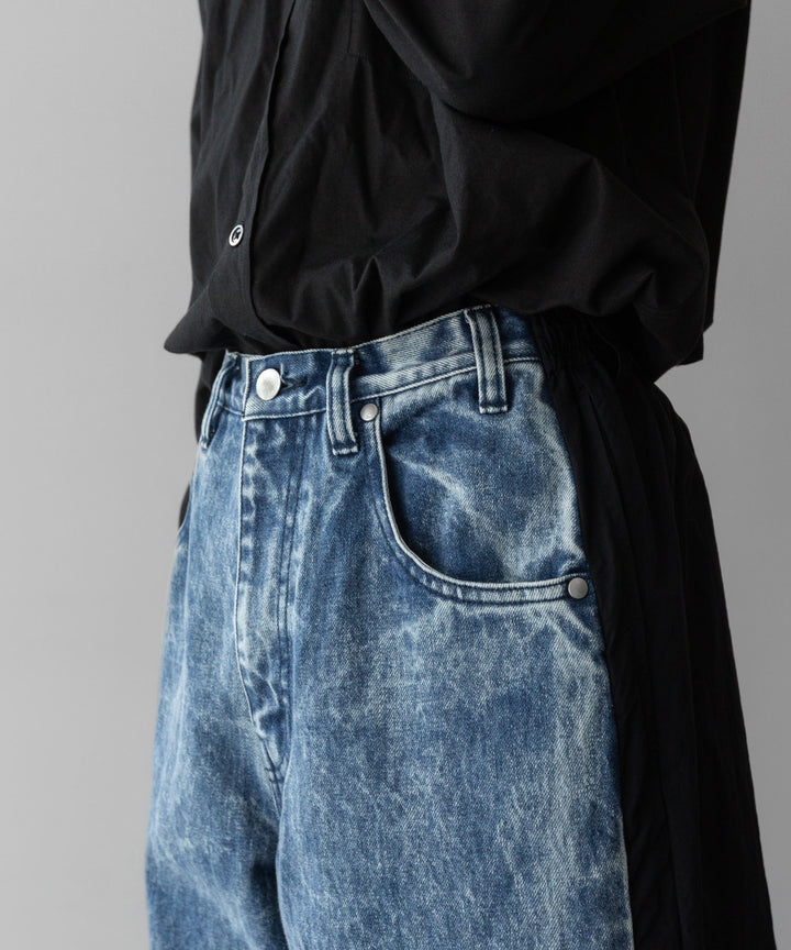 stein(シュタイン)の24SSコレクションNYLON COMBINATION CHEMICAL BLEACHED DENIM JEANSのINDIGO