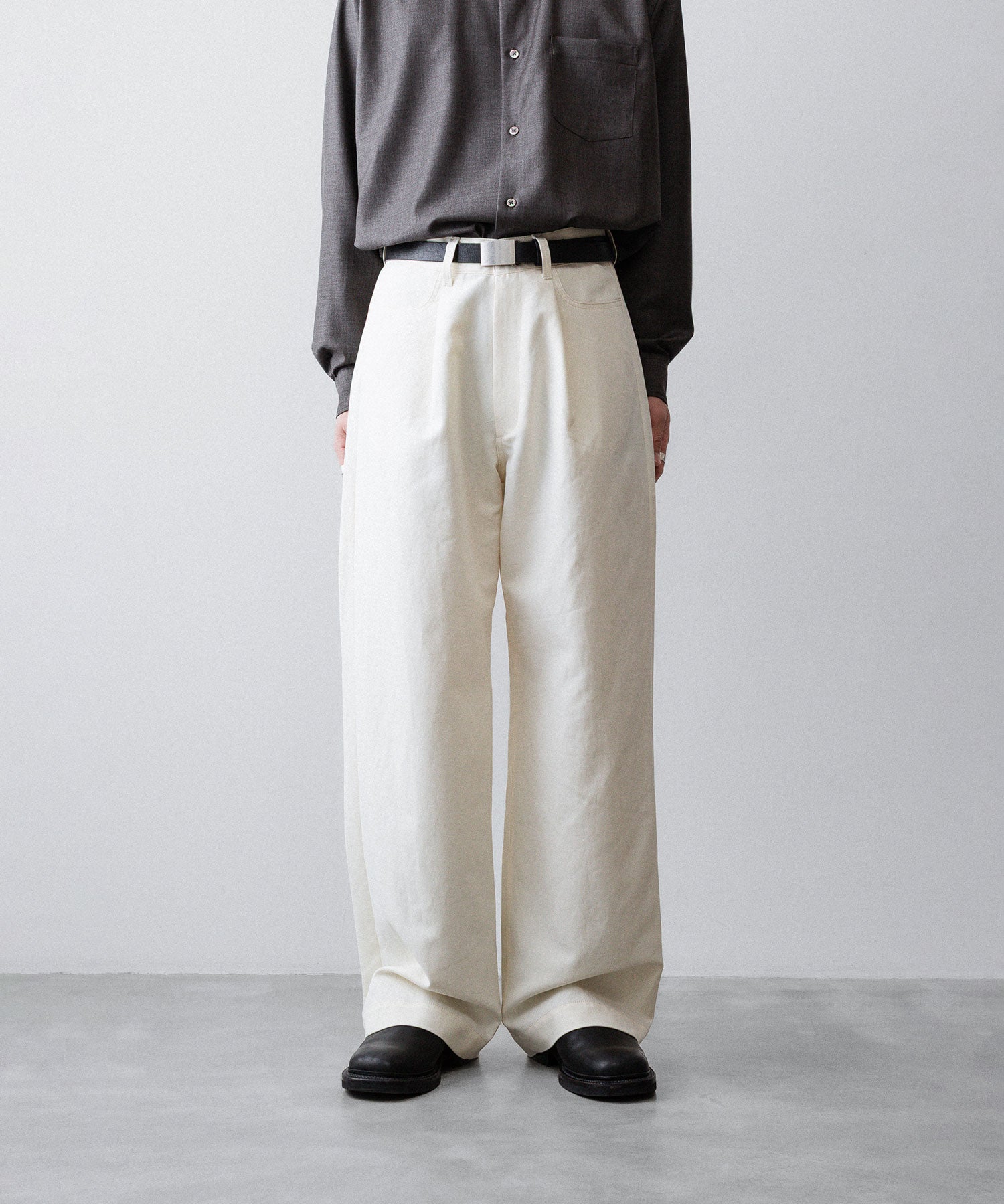 ssstein / シュタイン】DOUBLE WEAVE COTTON ONE TUCK WIDE PANTS