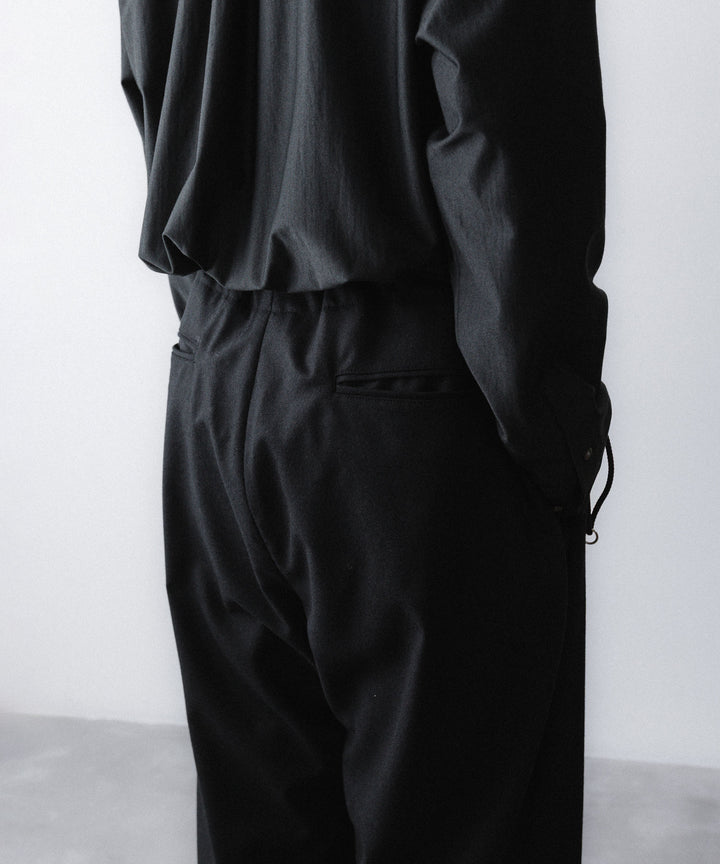 【ANTHEM A】WOOL CASHMERE POPLIN MELTON NO-BRAINER PANTS - BLACK