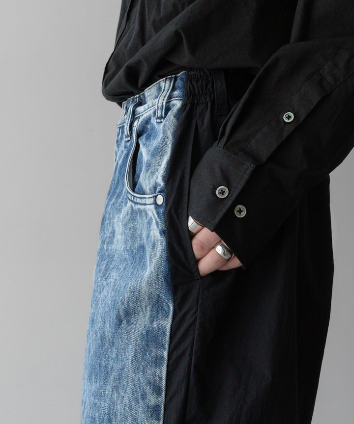 stein(シュタイン)の24SSコレクションNYLON COMBINATION CHEMICAL BLEACHED DENIM JEANSのINDIGO