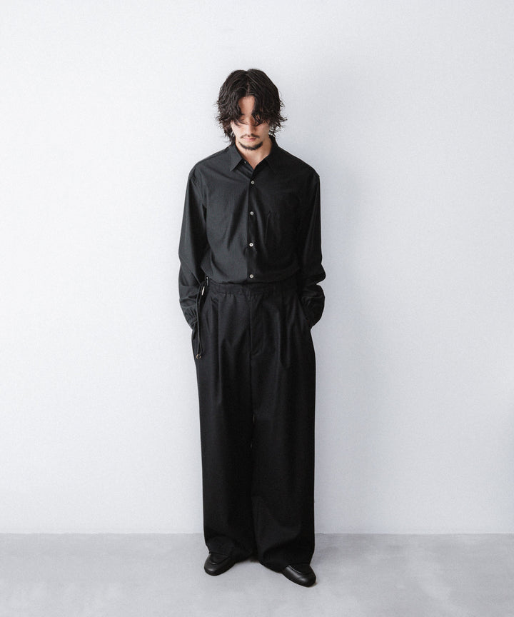 【ANTHEM A】WOOL CASHMERE POPLIN MELTON NO-BRAINER PANTS - BLACK